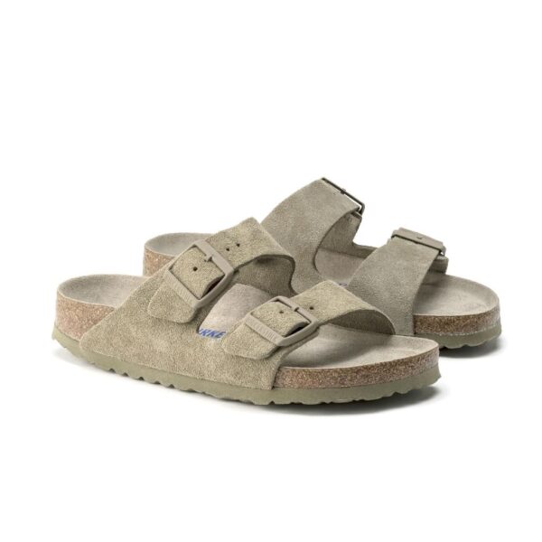 Birkenstock Arızona Sfb Vl Kadın Haki Süet Çift Tokalı Terlik 1019088 - Görsel 5