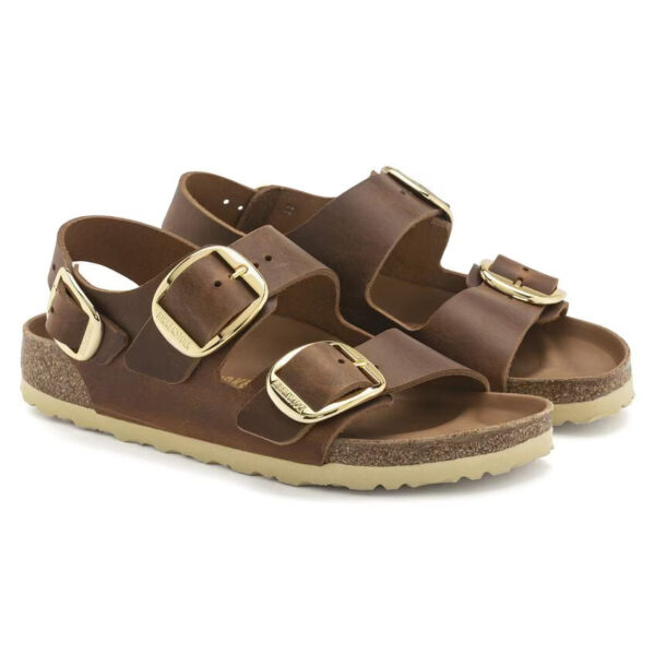 Birkenstock Mılano Bıg Buckle Leoı Kadın Taba Çift Tokalı Sandalet 1024067 - Görsel 5