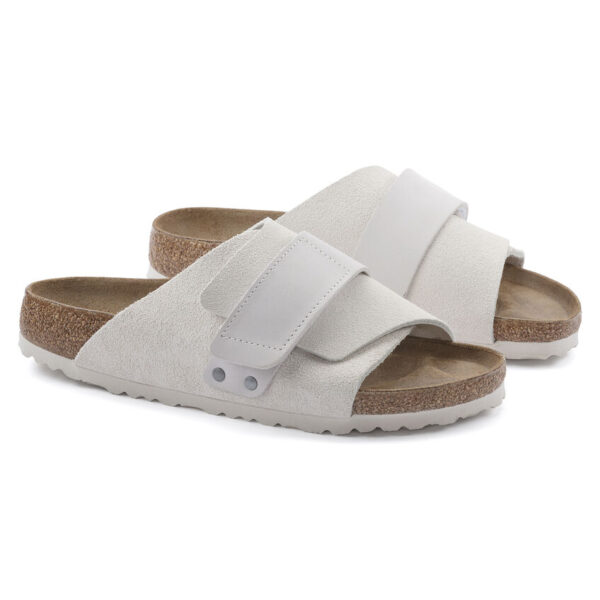 Birkenstock Kyoto Vl Nu Erkek Beyaz Süet Düz Terlik 1024526 - Görsel 5