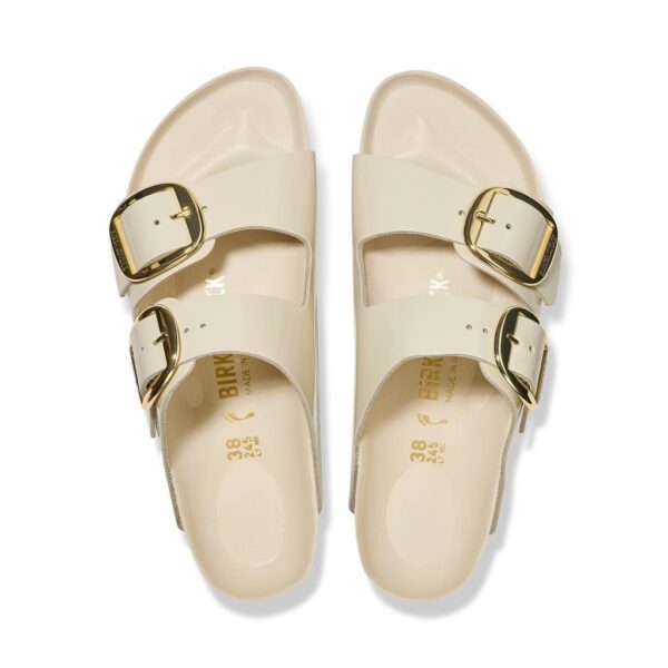 Birkenstock Arızona Bıg Buckle Nl Hıgh Shıne Bej Kadın Çift Tokalı terlik 1026128 - Görsel 4