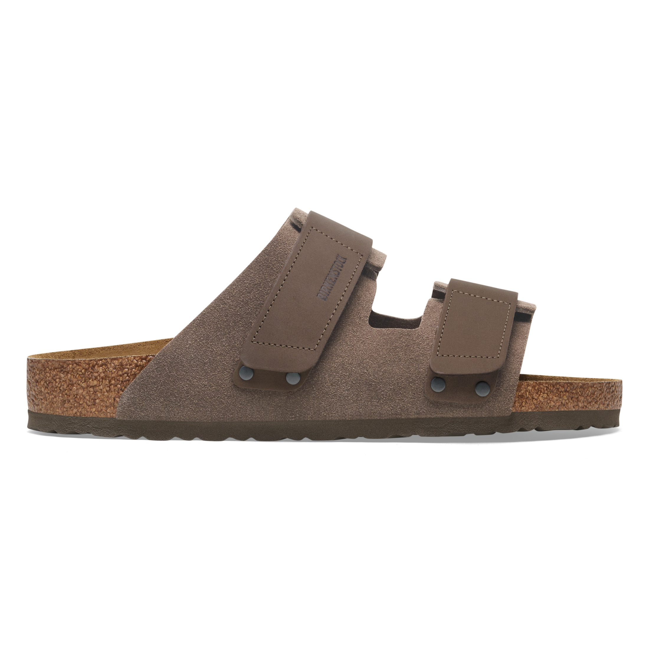 r1029200 n1029259 UJI CONCRETE GRAY | NUBUCK LEATHER/SUEDE LEATHER Birkenstock Ujı Vl Nu Erkek Kahve Süet Çift Bant Terlik 1029259 - Görsel 1