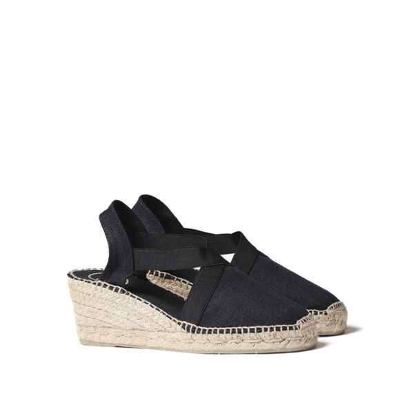 Toni Pons Ter Elastic Linen Negre Kadın Siyah Dolgu Topuk Espadril 1TONW2020088 - Görsel 2
