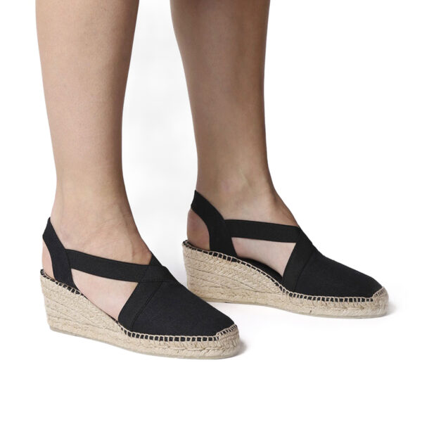 Toni Pons Ter Elastic Linen Negre Kadın Siyah Dolgu Topuk Espadril 1TONW2020088 - Görsel 4
