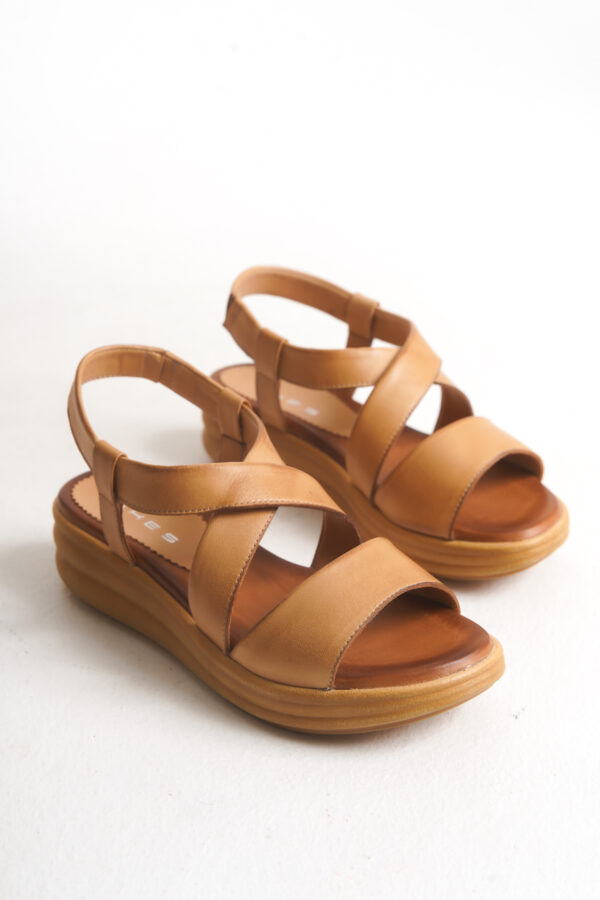 She's Kadın Camel Deri Günlük Sandalet SHES00C011874 - Görsel 9