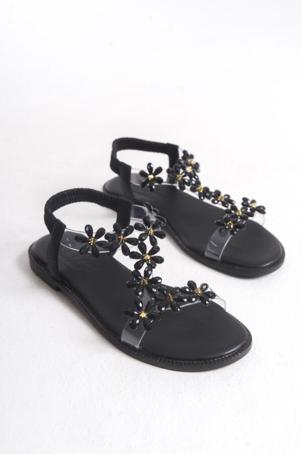 D.E Kadın Siyah Taş Detaylı Sandalet DES000811 - Görsel 9