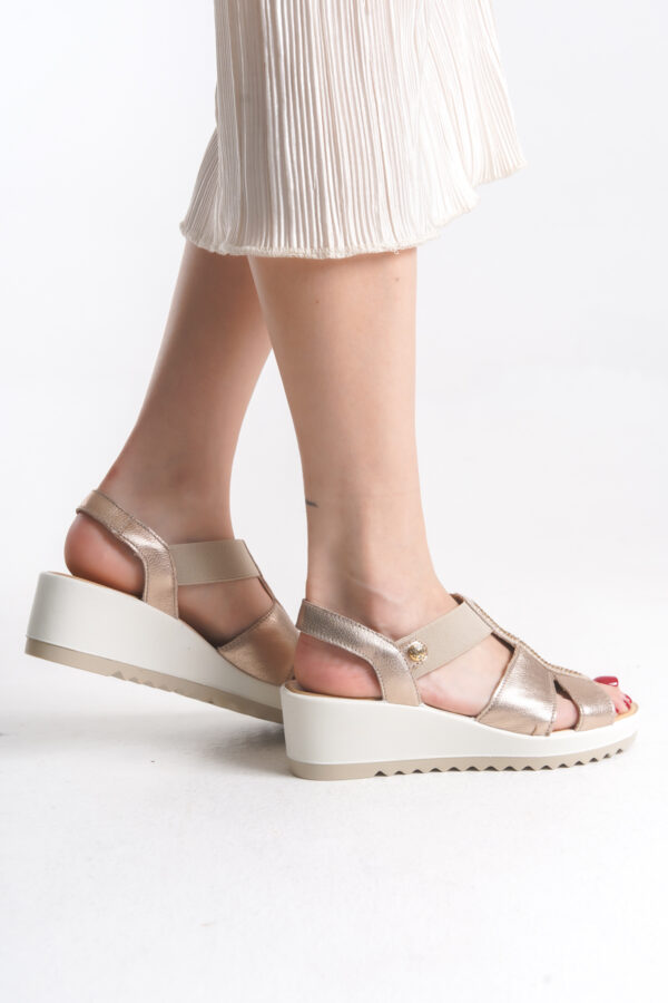 İmac Kadın Deri Şampanya Taş Detaylı Günlük Spor Sandalet 000212632 - Görsel 9