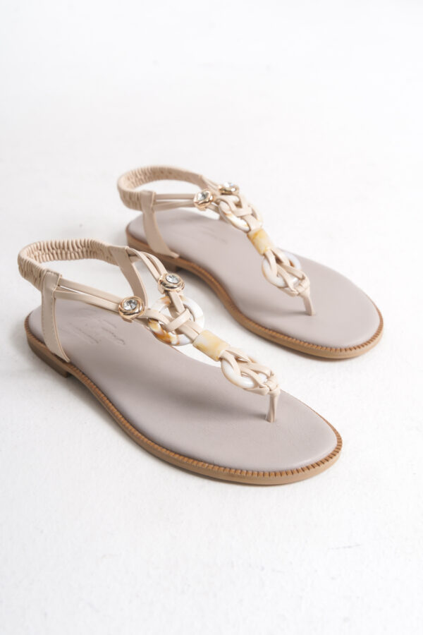 D.E Kadın Kum Parmak Arası Taş Detaylı Sandalet DEK000806 - Görsel 7