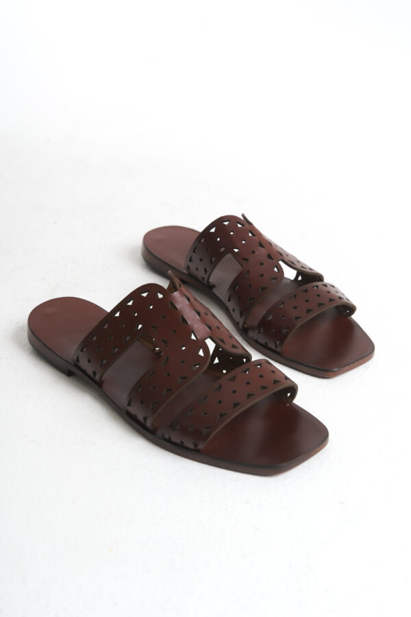 Sur Sandalet El Yapımı Kösele Kadın Deri Bodrum Terlik EF-22 - Görsel 9