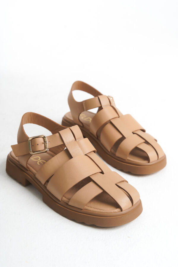 Sur Sandalet Kadın Şampanya Deri Spor Sandalet M-61-Şam - Görsel 4