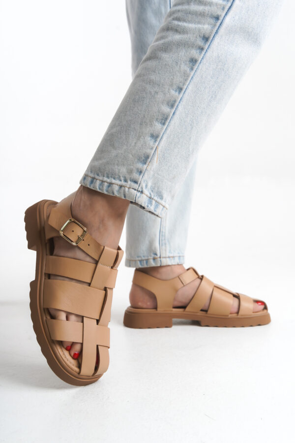 Sur Sandalet Kadın Şampanya Deri Spor Sandalet M-61-Şam - Görsel 2