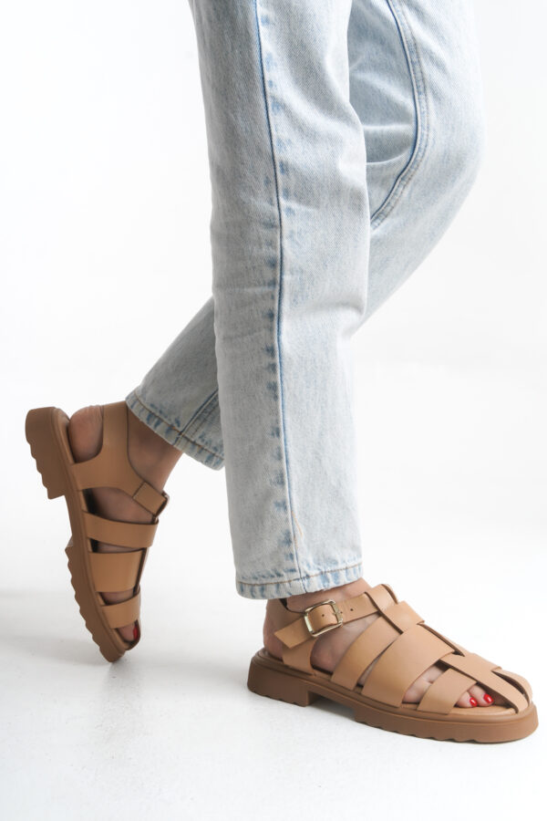 Sur Sandalet Kadın Şampanya Deri Spor Sandalet M-61-Şam - Görsel 3