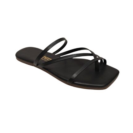 Tkees Kadın Siyah Kare Burun Çapraz Bant  Parmak Arası Terlik TK-1038