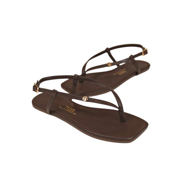 Tkees Kadın Kahverengi  Kare Burun Parmak Arası Sandalet TK-8101 - Görsel 4
