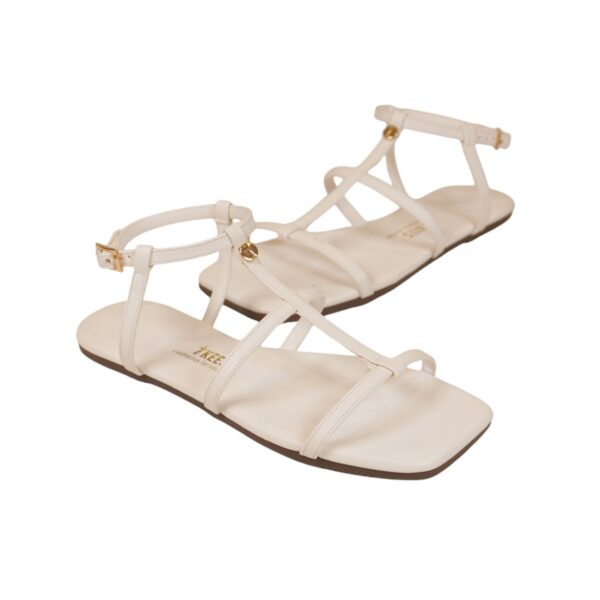 Tkees Kadın Beyaz Kare Burun Düz Bilekli  Sandalet TK-8304 - Görsel 4